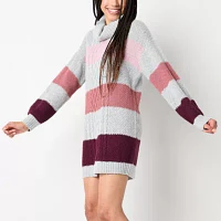 by&by Womens Long Sleeve Striped Sweater Dress Juniors