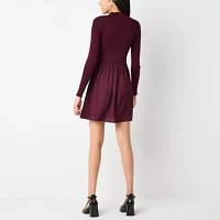 by&by Womens Long Sleeve Sweater Dress Juniors