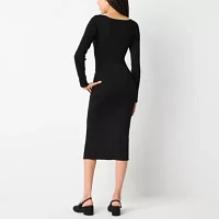 by&by Womens Long Sleeve Midi Sweater Dress Juniors