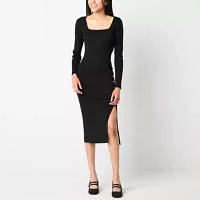 by&by Womens Long Sleeve Midi Sweater Dress Juniors