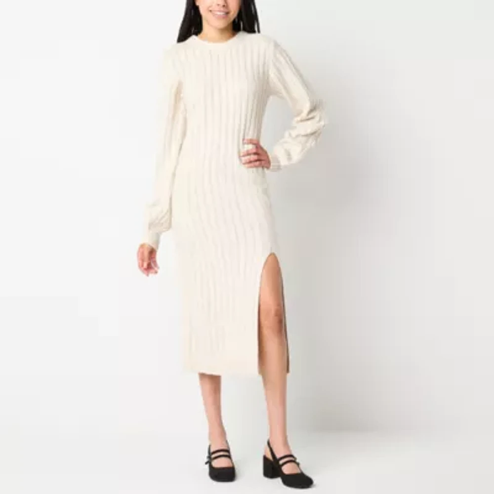 by&by Womens Long Sleeve Sweater Dress Juniors