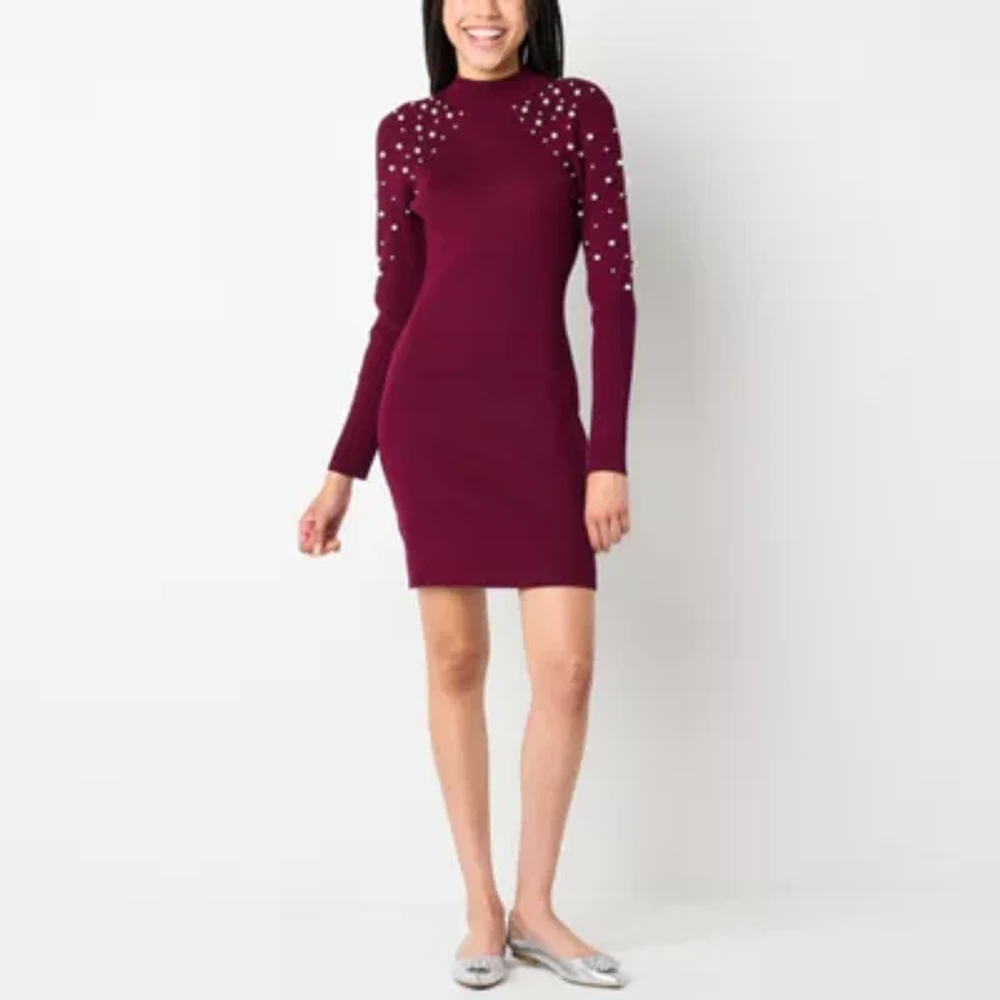 by&by Womens Long Sleeve Sweater Dress Juniors