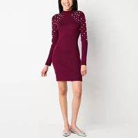 by&by Womens Long Sleeve Sweater Dress Juniors