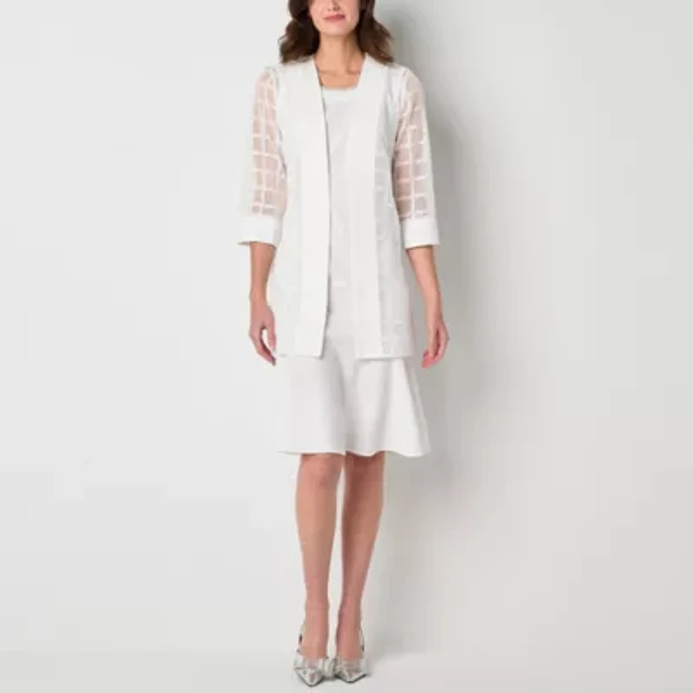 Maya Brooke Womens Windowpane Jacket Dress