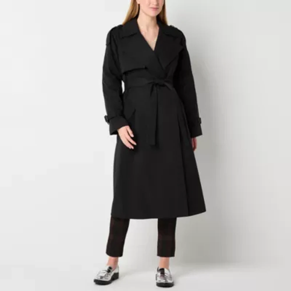 Worthington Womens Belted Midweight Trench Coat