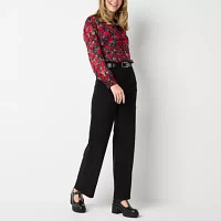 by&by-Juniors Womens Relaxed Fit Wide Leg Trouser