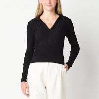 by&by Juniors Womens V Neck Long Sleeve Pullover Sweater