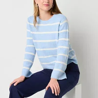 Worthington Womens Crew Neck Long Sleeve Pullover Sweater