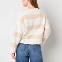 a.n.a Womens Crew Neck Long Sleeve Striped Pullover Sweater