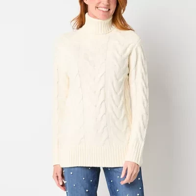 St. John's Bay Womens Turtleneck Long Sleeve Pullover Sweater