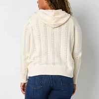 St. John's Bay Womens Hooded Long Sleeve Pullover Sweater