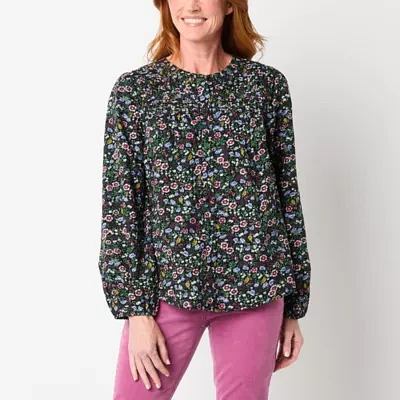 St. John's Bay Womens Long Sleeve Blouse