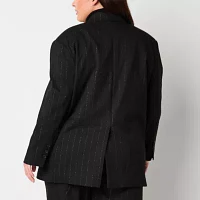 Worthington Plus Womens Pinstripe Blazer