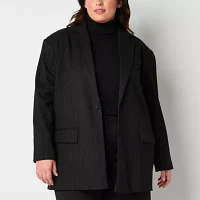 Worthington Plus Womens Pinstripe Blazer