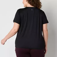 Xersion Womens Crew Neck Short Sleeve T-Shirt Plus