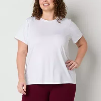 Xersion Womens Crew Neck Short Sleeve T-Shirt Plus