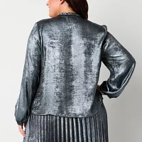 Ryegrass Womens Mock Neck Long Sleeve Blouse