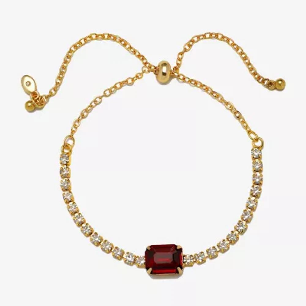 Bijoux Bar Gold Tone Glass Link Round Bolo Bracelet