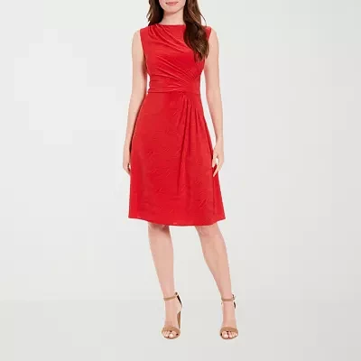 London Style Womens Sleeveless Fit + Flare Dress