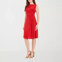 London Style Womens Sleeveless Fit + Flare Dress