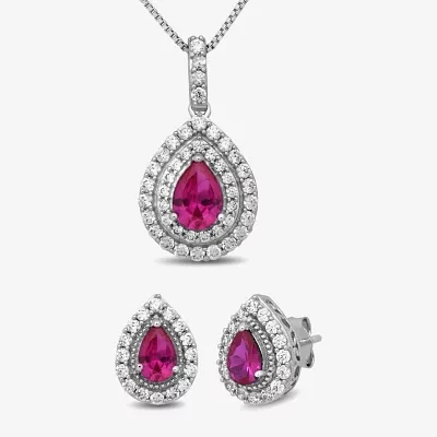 Gemstone Sterling Silver 2-Pc Pear Jewelry Set