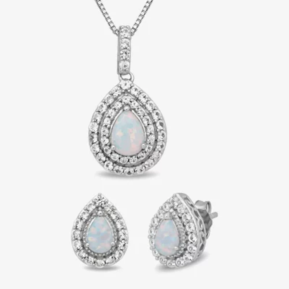 Gemstone Sterling Silver 2-Pc Pear Jewelry Set