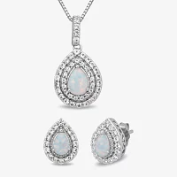 Gemstone Sterling Silver 2-Pc Pear Jewelry Set