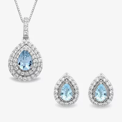 Gemstone Sterling Silver 2-Pc Pear Jewelry Set