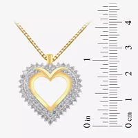 Womens 1 CT. T.W. Natural White Diamond 10K Gold Heart Pendant Necklace