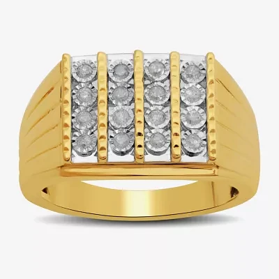 Mens 1/4 CT. T.W. Natural White Diamond 14K Gold Over Silver Fashion Ring