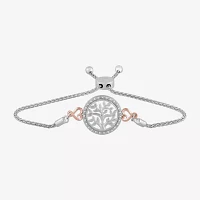 Hallmark Diamonds Tree Of Life Diamond Accent Natural White Diamond 14K Rose Gold Over Silver Heart Round Bolo Bracelet