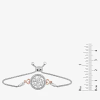 Hallmark Diamonds Tree Of Life Diamond Accent Natural White Diamond 14K Rose Gold Over Silver Heart Round Bolo Bracelet