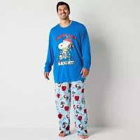 Mens Peanuts Snoopy Big Crew Neck Long Sleeve 2-pc. Matching Family Pant Pajama Set