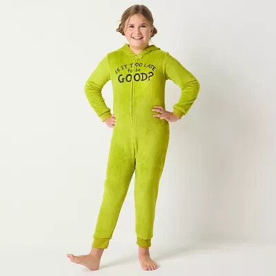 Big Unisex Dr. Seuss Grinch Fleece Long Sleeve Matching Family One Piece Pajama