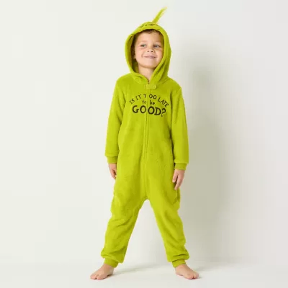 Little Unisex Dr. Seuss Grinch Fleece Long Sleeve Matching Family One Piece Pajama