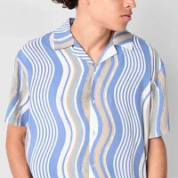 Arizona Mens Short Sleeve Striped Button-Down Shirt