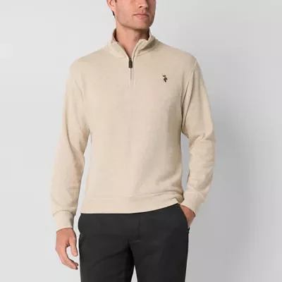 U.S. Polo Assn. Flatback Mens Mock Neck Long Sleeve Quarter-Zip Pullover