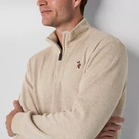 U.S. Polo Assn. Flatback Mens Mock Neck Long Sleeve Quarter-Zip Pullover