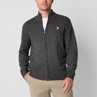 U.S. Polo Assn. Full Zip Mens Mock Neck Long Sleeve Cardigan