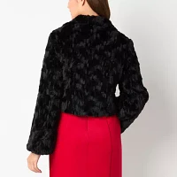 Perceptions Faux Fur Womens Long Sleeve Shrug