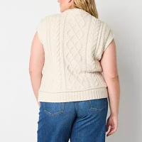 Ryegrass Plus Womens Crew Neck Sleeveless Pullover Sweater