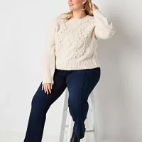 Ryegrass Plus Womens Crew Neck Long Sleeve Pullover Sweater