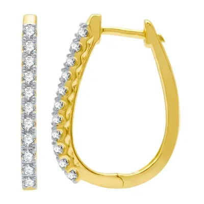 Womens 1/2 CT. T.W. Natural White Diamond 10K Gold 21.5mm Hoop Earrings