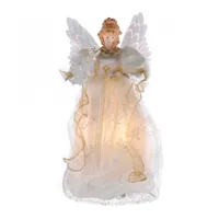 Kurt Adler 14-Inch Fiber Optic Ivory And Gold Animated Led Angel Tree Topper