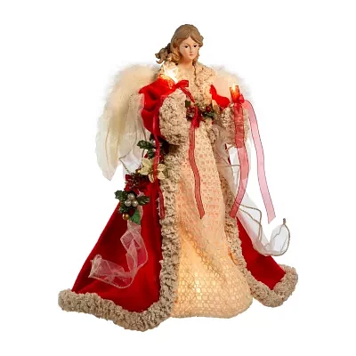 Kurt Adler Ul 10-Light 16-Inch Red And Ivory Angel Treetop Christmas Tree Topper