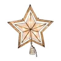 Kurt Adler 10-Inch 5-Point Large Star With Smoke Capiz Treetop Christmas Tree Topper