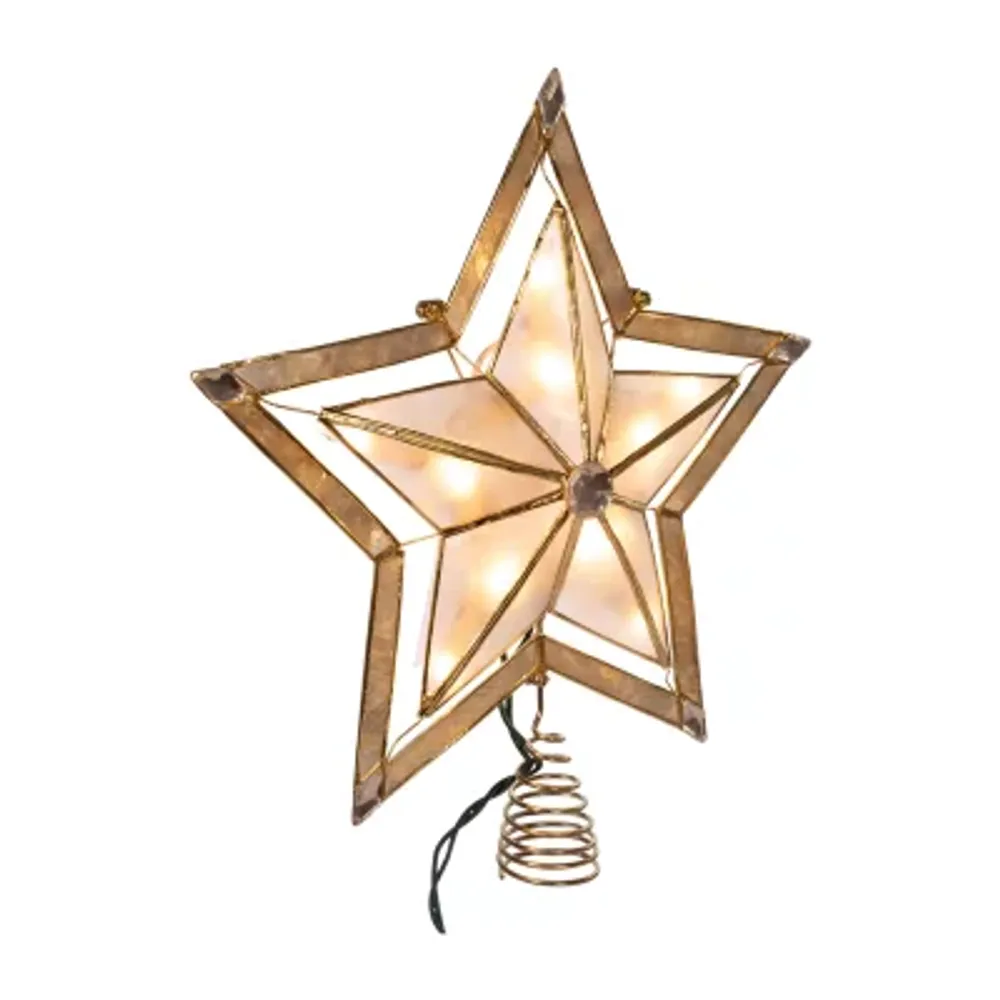 Kurt Adler 10-Inch 5-Point Large Star With Smoke Capiz Treetop Christmas Tree Topper