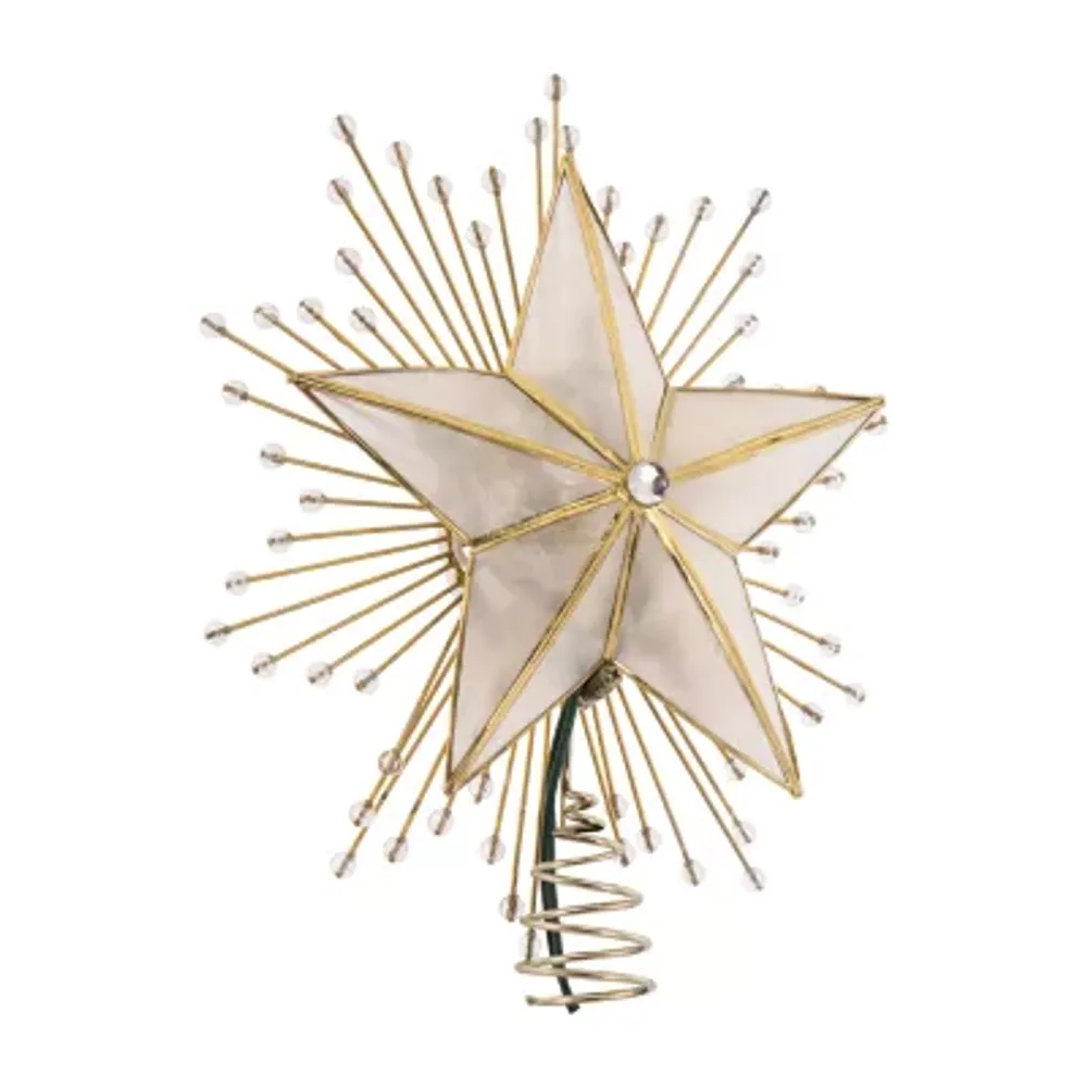 Kurt Adler 10-Inch 5-Point Capiz Star Tree Topper With Rays And Beads