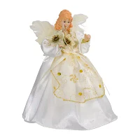 Kurt Adler 10-Light 9-Inch Ivory And Gold Angel Tree Topper