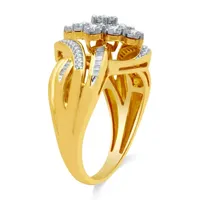 Womens 1/2 CT. T.W. Mined White Diamond 10K Gold Over Silver Cocktail Ring